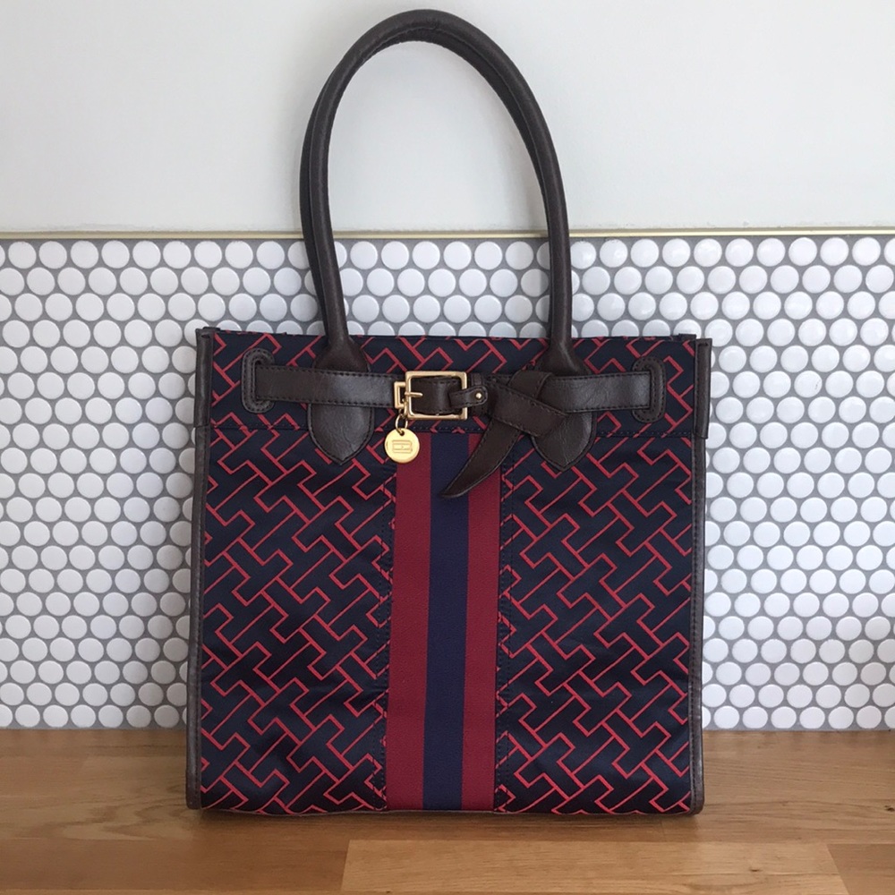 Tommy Hilfiger TH logo nylon tote excellent shape!